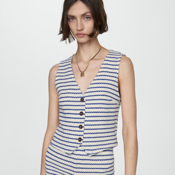 Mango White and Blue Knit Coastal Top, XS - Picture 8 of 8